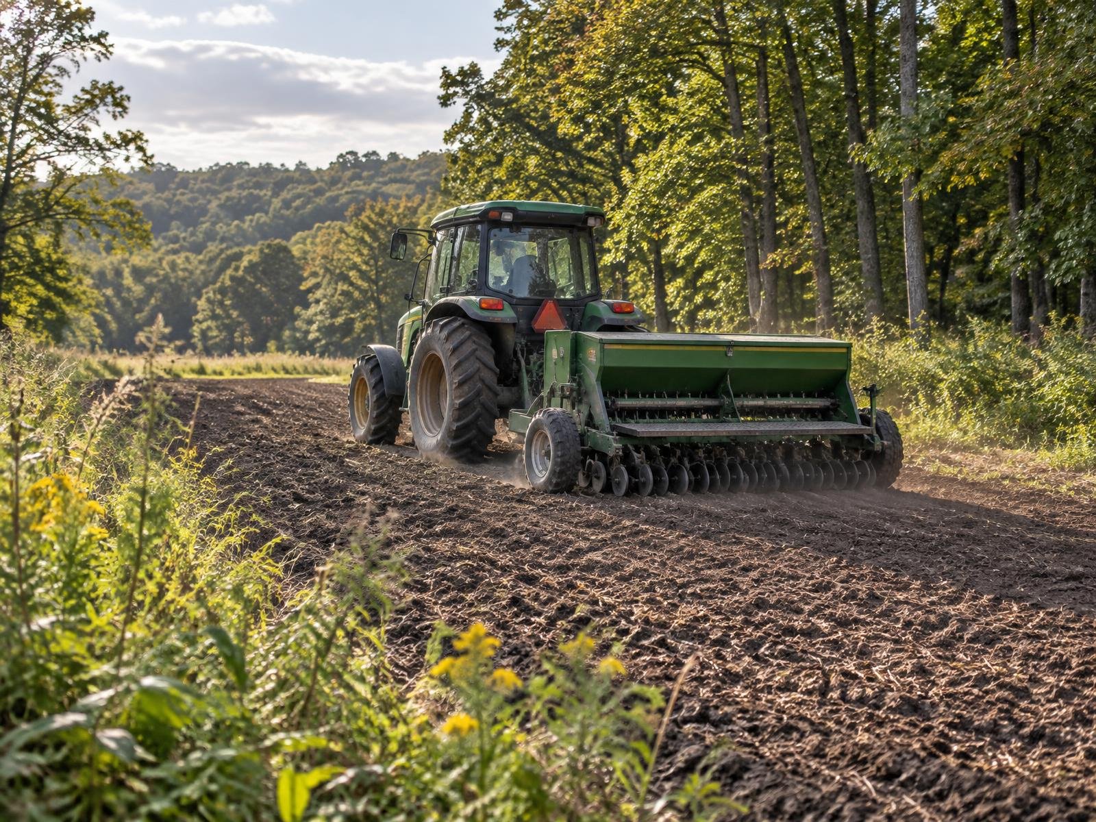 Food Plot Planting on a whitetail property